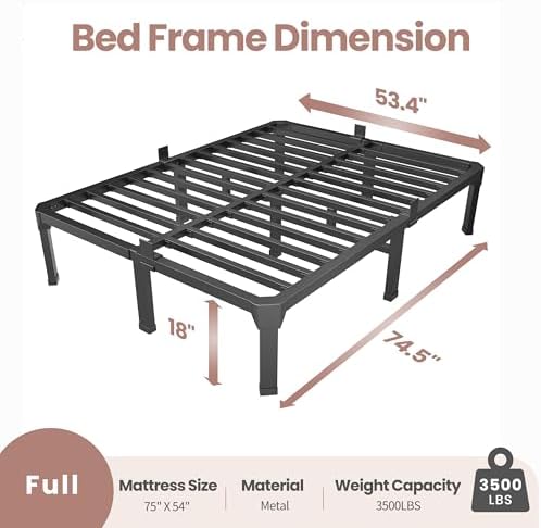 ROIL 18 Inch Full Bed Frame Heavy Duty Support with 4 Mattress Baffles
