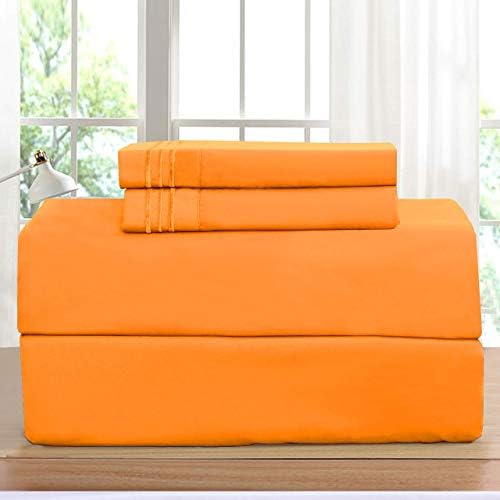 Elegant Comfort Luxurious Bed Sheets Set on Amazon 1500 Premier Wrinkle,Fade and Stain Resistant 4-Piece Bed Sheet Set, Deep Pocket, Full Elite Orange