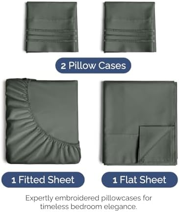 King Size 4 Piece Sheet Set - Ultra Soft & Cooling Sheets - Gunmetal Grey