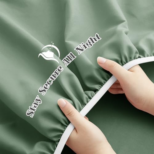 P Pothuiny 5-Piece Split King Sheets Set, Sage Green Soft Microfiber Fabric