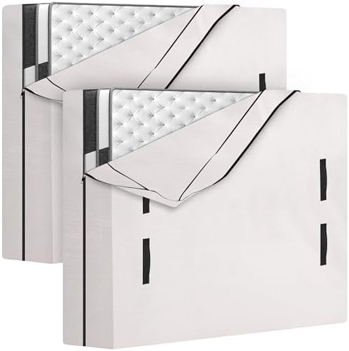 HOMESURE 2 Pack Mattress Bags for Moving and Storage with 8 Handles - Mattress Cover for Moving - Heavy Duty, Strong Zipper Closure, Moving Supplies & Moving Bag - Semi-Transparent, Full XL