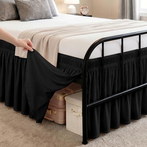 RIMELA Bed Skirt with Split Corners, King, 12 Inch Drop, Black