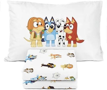 Sunny Side Up Bluey & Friends Twin Sheet Set - 3 Piece Kids Bedding Set Includes Pillow Cover - Super Soft Microfiber Sheets