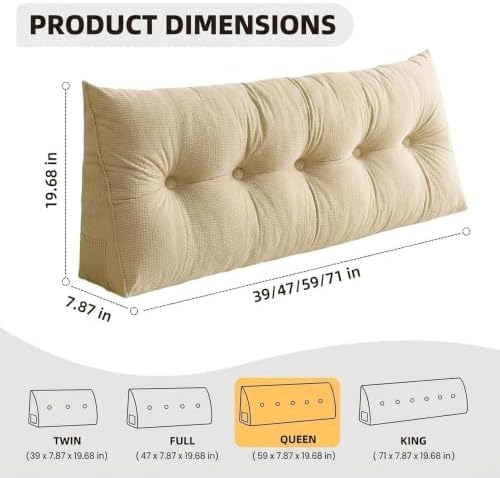 ERWUDEling ERWUDEing Headboard Pillow King Wedge Support with Side Pockets