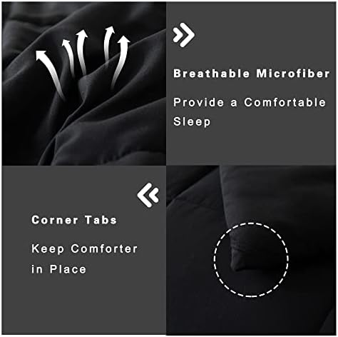 DOWNCOOL California King Comforter Set -All Season Bedding Comforters Sets with 2 Pillow Cases -3 Pieces Bed Set Down Alternative Black Comforter Set(104"x96")