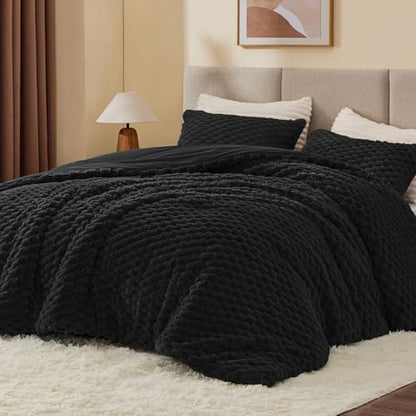 BEDELITE Fluffy Twin/Twin XL Comforter Set, Black Bed Set 2 Pieces