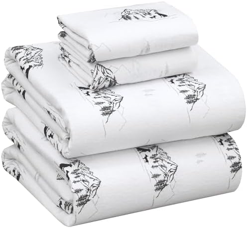 RUVANTI Flannel Sheets Set Full Size,Soul Dog White