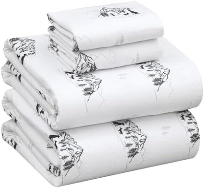 RUVANTI Flannel Sheets Set Full Size,Soul Dog White