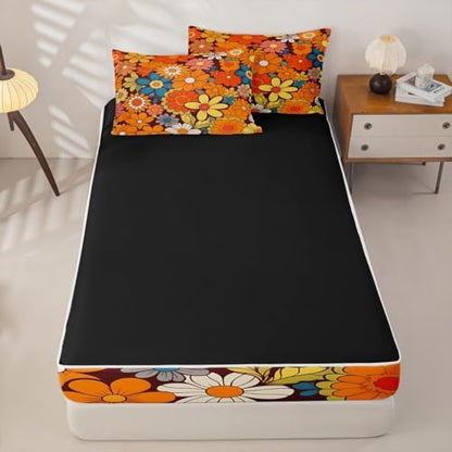 Feelyou Floral Groovy Hippie Comforter Set Queen Size Kids Boys Girls