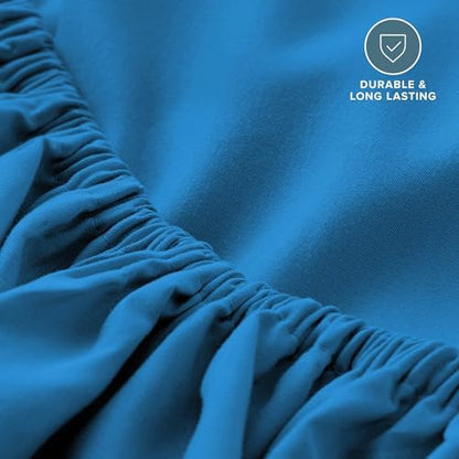 Bare Home Queen Fitted Sheet - 1800 Ultra-Soft (Queen, Medium Blue)