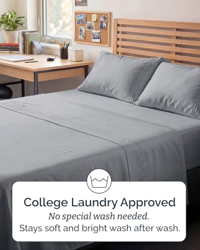 Full XL Sheets - 4 Piece Full XL Sheet Set - Cool & Breathable - Steel Blue