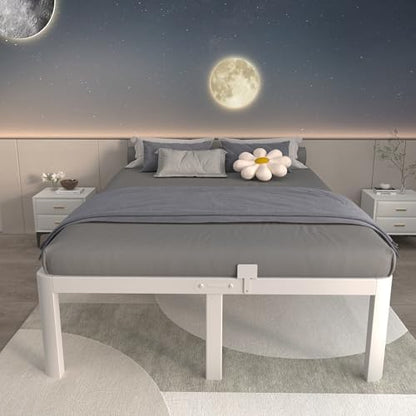 ITIMIDI 16 Inch Full Bed Frame, Heavy Duty, No Box Spring Needed, White