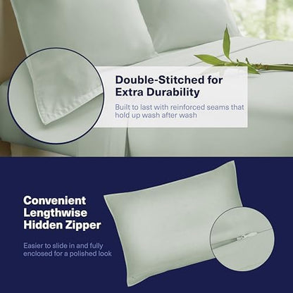 Kickoff Viscose Bamboo Sheets Queen Size 4-pc 100% Organic Bamboo Viscose Bed Cooling Sheets Queen Size Set Cool Bedding for hot Sleepers Sheet Set - Gift Ready Packaging (Sage Green, Q)