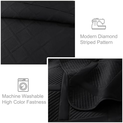 Exclusivo Mezcla 3-Piece California King Size Quilt Bedding Set, Black