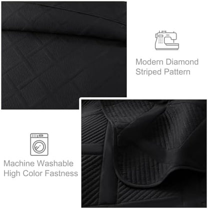 Exclusivo Mezcla 3-Piece California King Size Quilt Bedding Set, Black