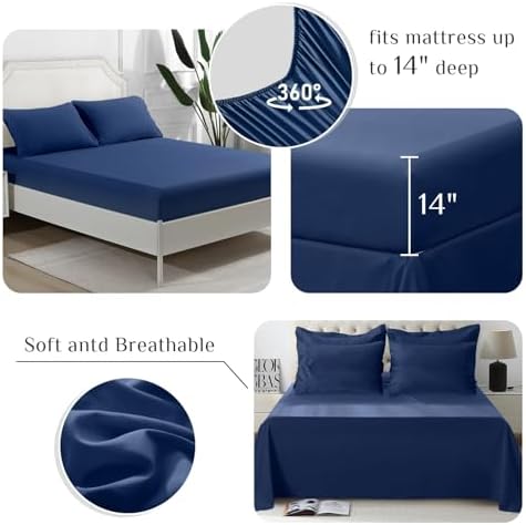 JOLLYVOGUE King Comforter Set, Ultra-Soft Bed in a Bag King Size 7 Pieces, Oeko-TEX Certified Bedding Set with Down Alternative Comforter, Sheets, Pillowcases & Shams, Navy