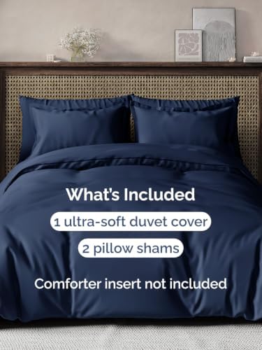 Duvet Cover Oversized Queen - 3 Piece with Zipper Closure - Navy Blue