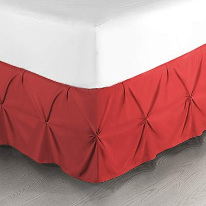 Nestl Red Microfiber Full Bed Skirt, Pinch Pleat, 54' x 75' x 14', Hotel Quality, Easy Care