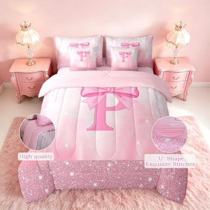 Feelyou Boys Girls Pink Bowknot 7 Pieces Bedding Set Twin Size