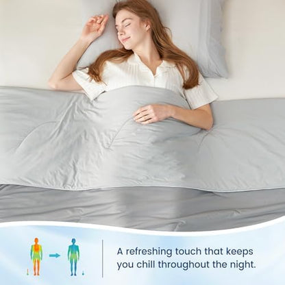Cozy Bliss Cooling Comforter Twin Size, Reversible Lightweight Cooling Blankets for Hot Sleepers and Night Sweats, Q-Max>0.45 Soft Breathable Silky Smooth Summer Comforter, Cool Grey, 68"x90"