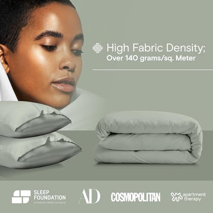 DOZ Duvet Cover Set, 100% Viscose derived from Bamboo, Organically Grown, Buttery Soft, Cooling Duvet Covers, High GSM, 1 Duvet Cover and 2 Pillowcases, 106"x90" (Sage, King/Cal King)