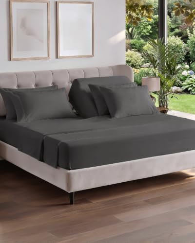 Flex Top Split Head King 6 Piece Sheet Set - Soft & Cooling - Charcoal