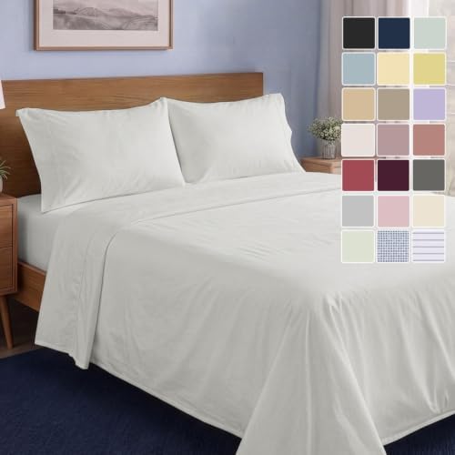 LANE LINEN Queen Sheet Set 100% Organic Cotton Cooling Soft - Glacier Grey