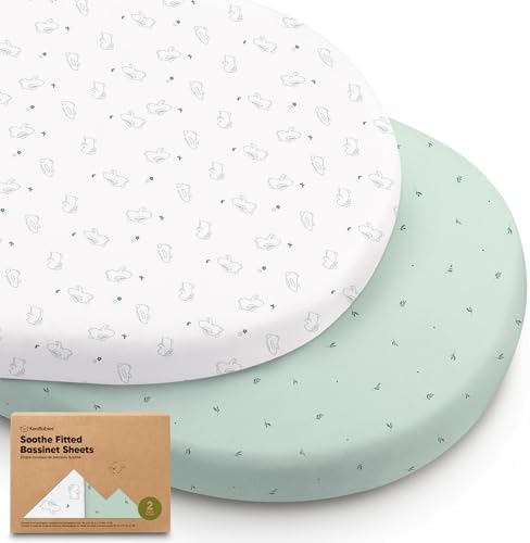 2pk Organic Baby Bassinet Sheets Boys, Girls, Fitted Sheet (Bunnies)