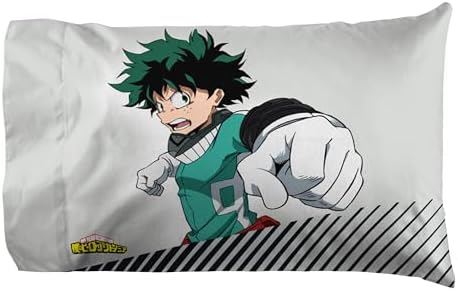 Jay Franco Kids Sheet Set with Fitted, Flat Sheets & Pillow Cover - Ultra-Soft Bedding with Pillowcase for Room Decor, White - My Hero Academia, 4 Piece Queen
