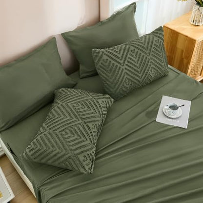 Andency Oversized Queen Comforter Set 7 Pieces, Olive Green