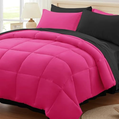 Anluoer Queen Comforter Set 7 Piece, Soft Bed in a Bag Queen Bedding Sets