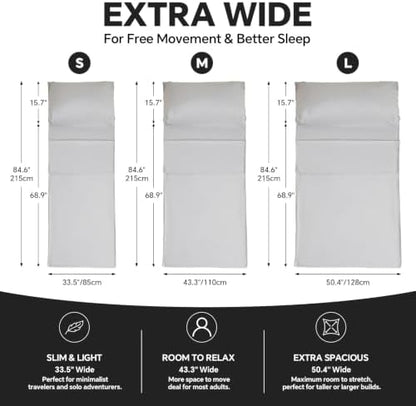 Sleeping Bag Liner,Extra Wide Travel Sheets for Hotel,3 Size