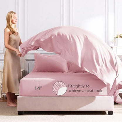 CozyLux Full Comforter Set 82"x86" Pink - 7 Piece Bed in a Bag