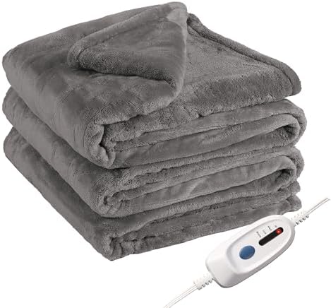Electric Heated Blanket Full Size 72"×84" with 9 Heating Levels & 1-10Hs Auto Off, Single Control Large Heating Heater Blankets, Cozy for Bed & Sofa, Energy Efficient, Gifts for Family, Light Gray