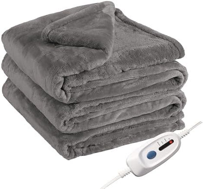 Electric Heated Blanket Full Size 72"×84" with 9 Heating Levels & 1-10Hs Auto Off, Single Control Large Heating Heater Blankets, Cozy for Bed & Sofa, Energy Efficient, Gifts for Family, Light Gray