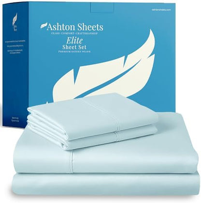 100% Egyptian Cotton Sheet California King Size - 800 Series Elite Collection Cal King Size Bed Sheets Set (4 PC, Sea Foam), Soft, Cooling, 16" Deep Pocket Luxury Hotel Bedsheet