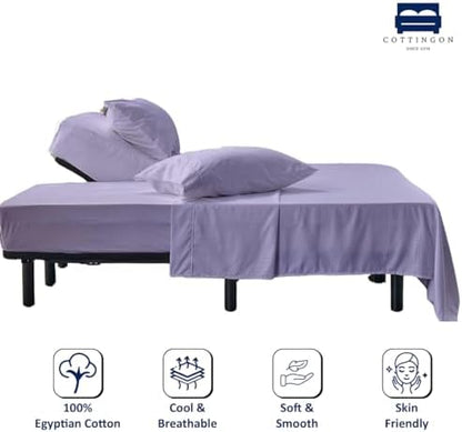 4 Piece Flex Head King Sheet Set 34" Top, 100% Egyptian Cotton, Lavender