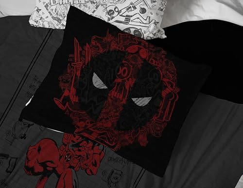Marvel Deadpool Twin Comforter Set 5 Piece Soft Bedding for Boys, Gray