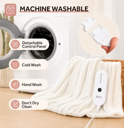 Heated Blanket Throw, 50"x60", White