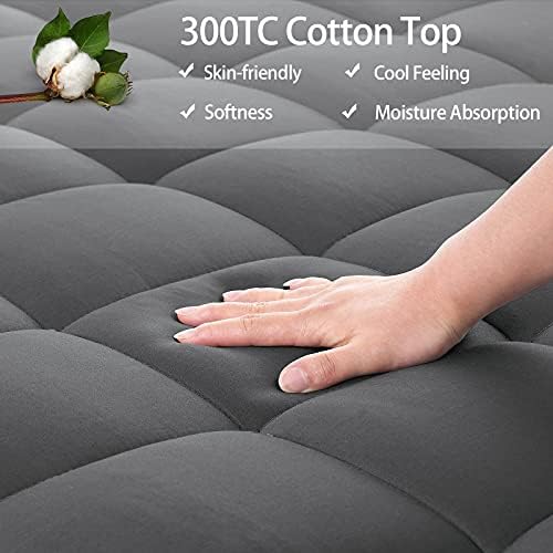 EASELAND California King Mattress Pad Pillow Top Mattress Topper Dark Grey