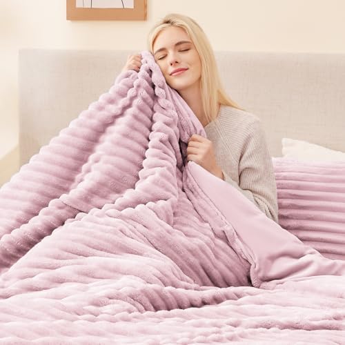 EXQ Home Fluffy Comforter Set Queen Size,3 Pieces Bed Set,Purplish Pink