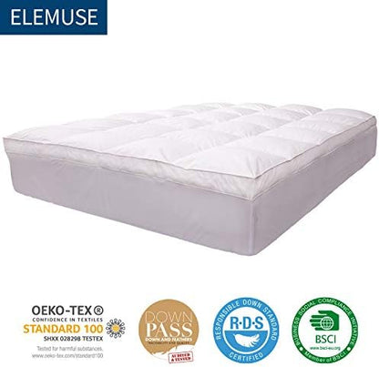 ELEMUSE Queen Goose Down Feather Mattress Topper, Feathered Pillow Top