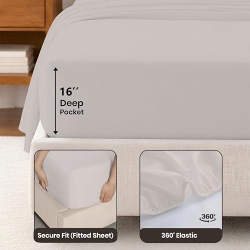 SGI bedding 100% Egyptian Cotton Sheets Queen Size – Cooling Sheets, Soft Breathable Silver Bedding, Luxury Bedding, Luxury Hotel Sheet Set, Deep Pocket 16", 4 Piece Set