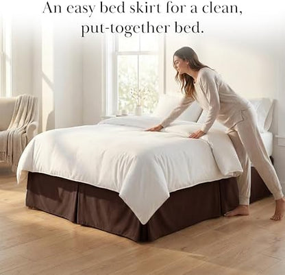 Southshore Fine Living Queen Bed Skirt 14 Inch Drop Soft Pleated Brown