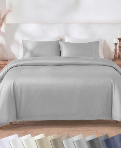 California Design Den Luxury Duvet Cover Set Oversized King, Light Grey