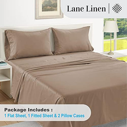 LANE LINEN 100% Egyptian Cotton Full Size Bed Sheets, Machine Washable Naturally Temperature regulating Sustaibable No Pill Fade Resistant Full Size Sheets Set Cotton- Hazelwood