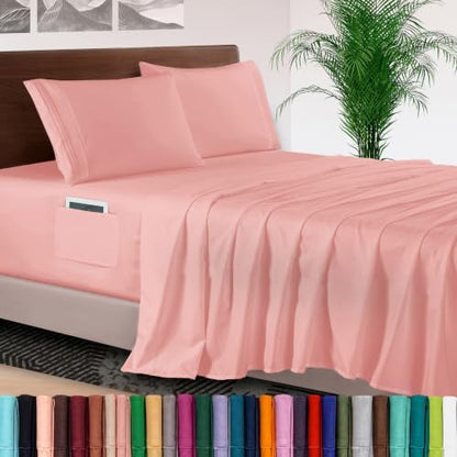 Elegant Comfort 4-Piece Bed Sheet Set - Luxury Bedding 1500 Premium Hotel Quality Microfiber, All Around Elastic 18-24 Inches Deep Fitted Sheet- Extra Deep Pocket Sheets, Full, Violet