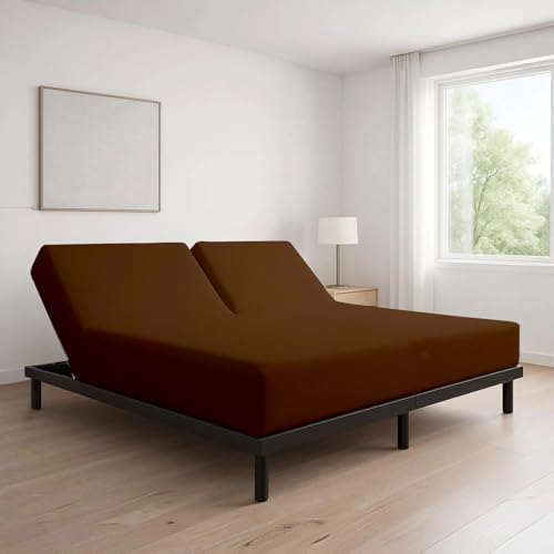 1 PC Top Split Queen Fitted Sheet for Adjustable beds, 34" Split, Chocolate