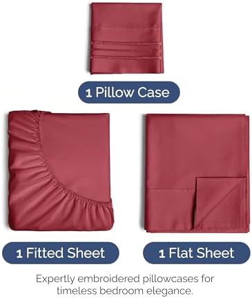 Twin XL Size 3 Piece Sheet Set - Ultra Soft & Cooling Bed Sheets - Berry