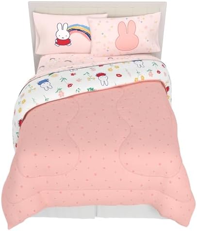 Miffy Bedding 7 Piece Super Soft Cozy Reversible Comforter and Sheet Set with Sham, Full, (Officially Licensed Product) by Franco